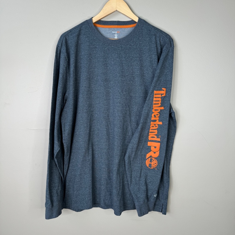 Timberland Long Sleeve Tee in Charcoal with Orange Logo